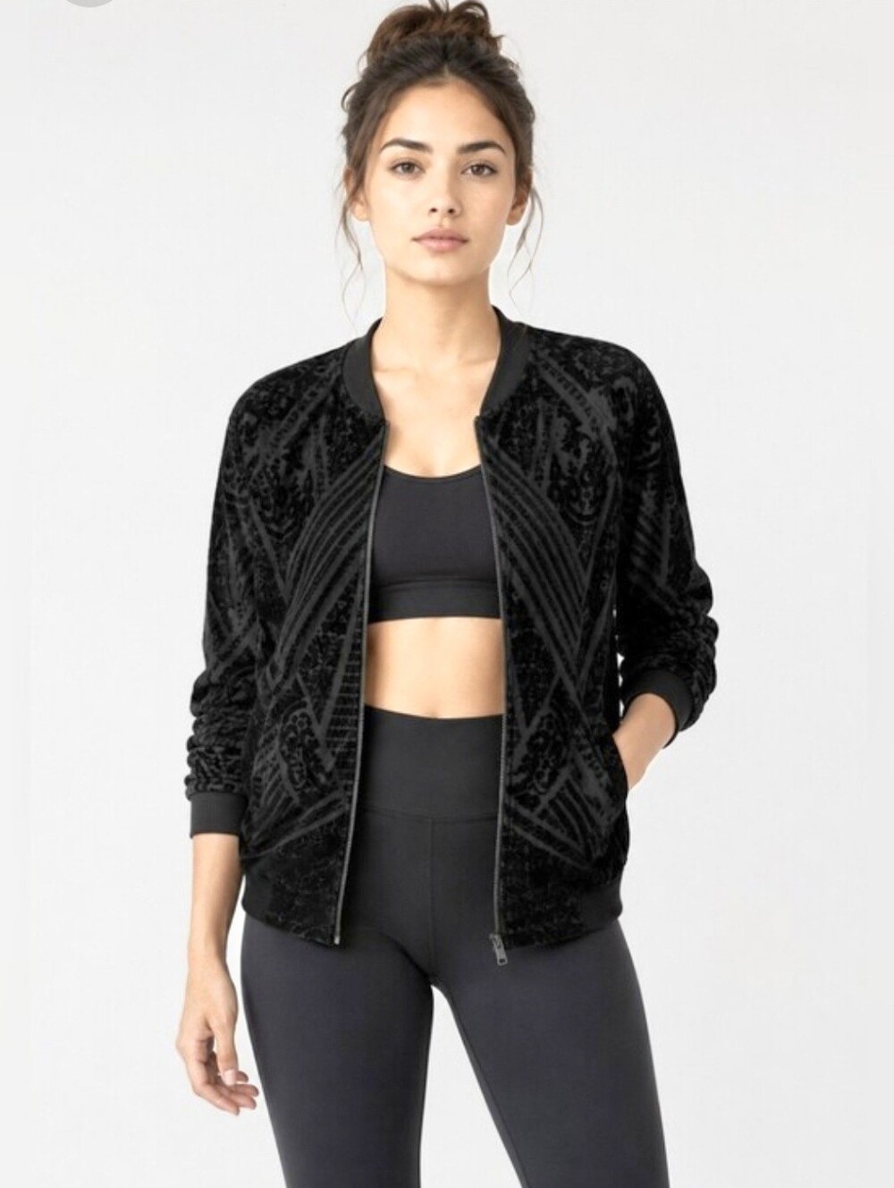 🌌 Velvet Zip Up Bomber/Track Jacket With Pockets